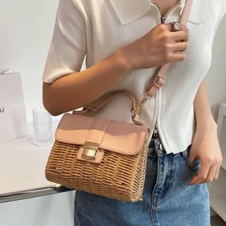 کیف صورتی حصیری