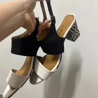 کفش پاشنه بلند سفید مشکی