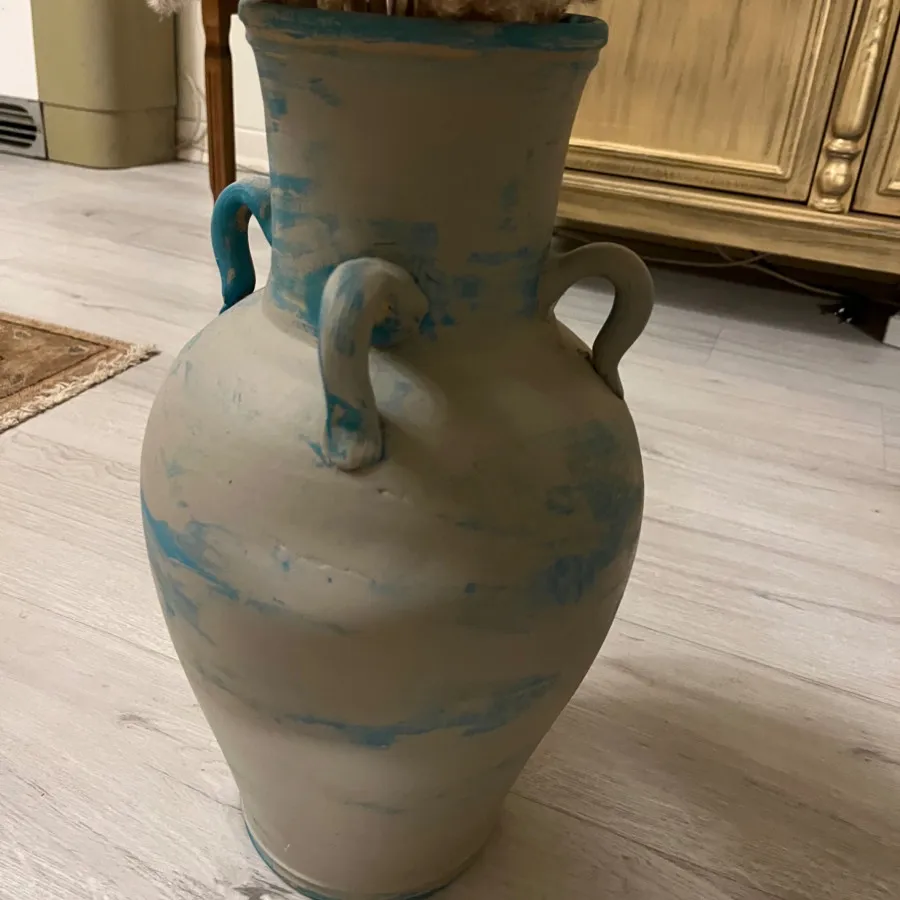 گلدان سفالی پتینه و گل