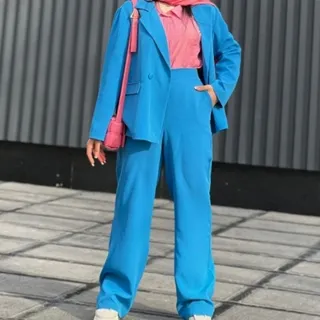 کت و شلوار ست آبی