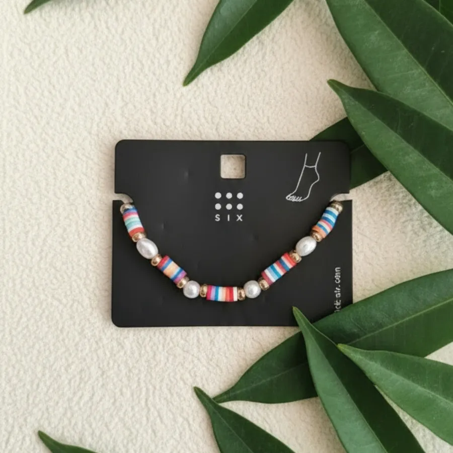 پابند مهره و مروارید رنگی