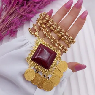 زنجیر و پلاک طرح طلا