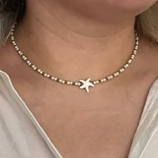 گردنبند ستاره سفید طلایی
