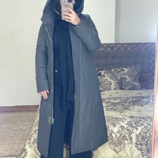 کاپشن بلند کلاه دار