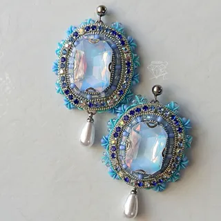 گوشواره جواهردوزی آبی