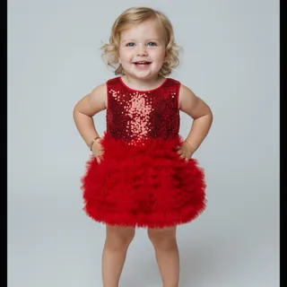 پیراهن قرمز بچگانه شیک