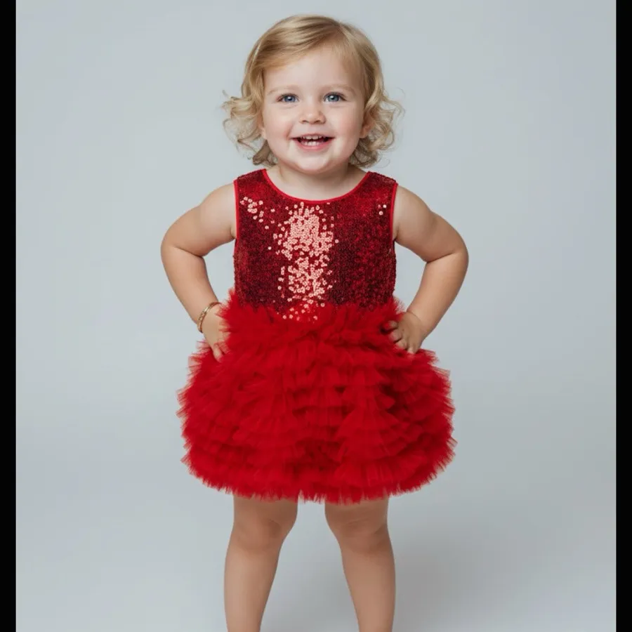 پیراهن قرمز بچگانه شیک