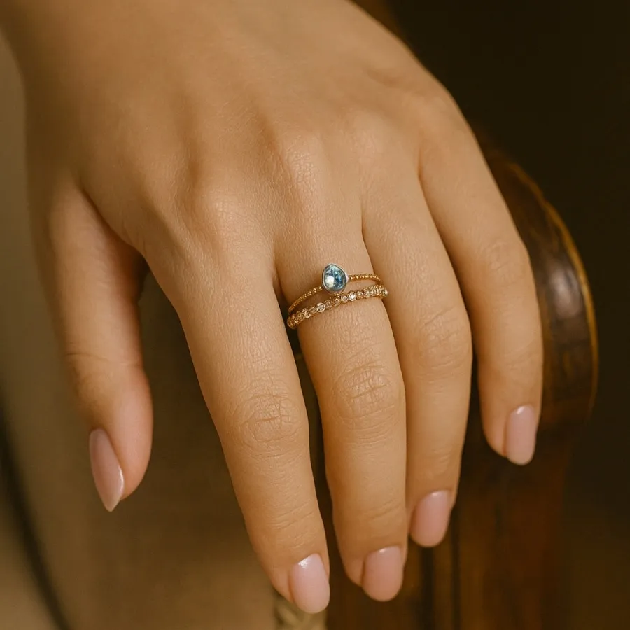 انگشتر دوتایی نگین اشکی