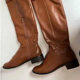 بوت بلند زنانه چرمی قهوه‌