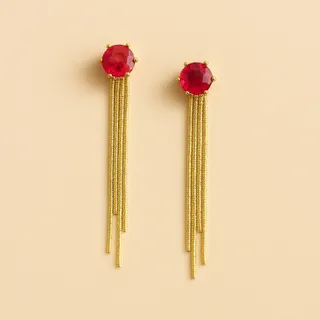 گوشواره نگین سرخابی بلند