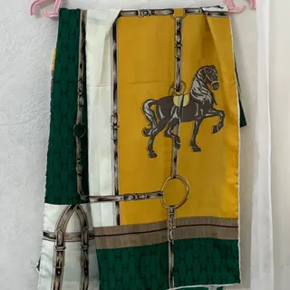 شال ساتن هرمس کناردست دوز