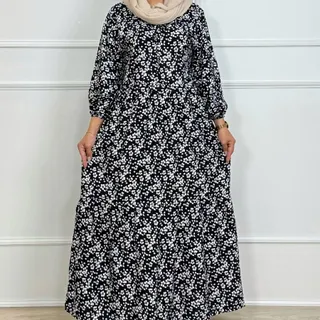 پیراهن نخی بلند شکوفه