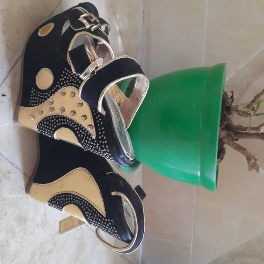 کفش مجلسی مشکی طلایی