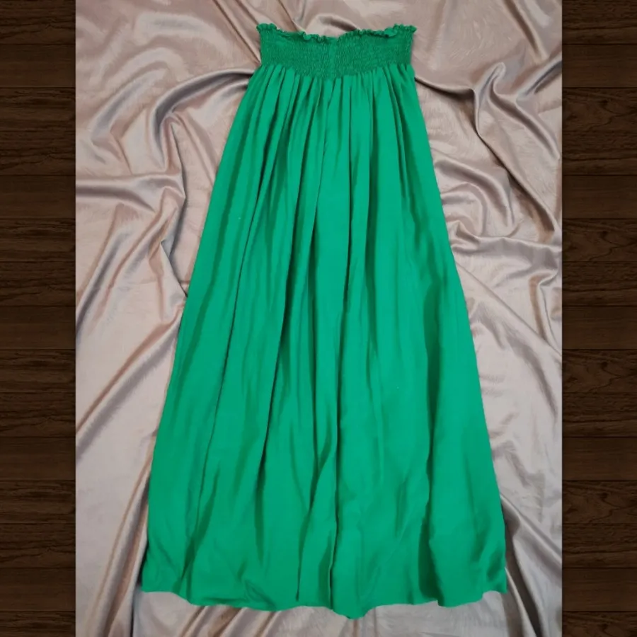 دامن بلند نخی کمر کش سبز