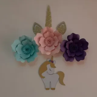 گل و برچسب دیوار یونیکورن