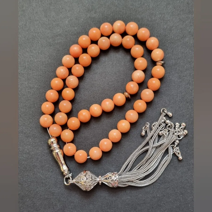 تسبیح مرجان زنگوله نقره