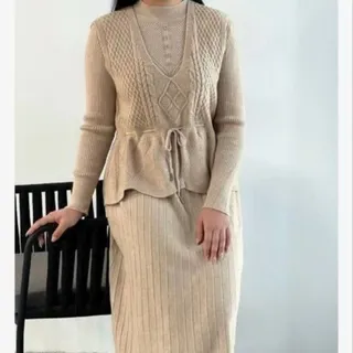 بافت دو تیکه پیراهن جلیقه