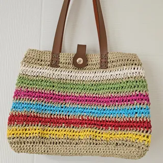 کیف دستبافت رافیا رنگی