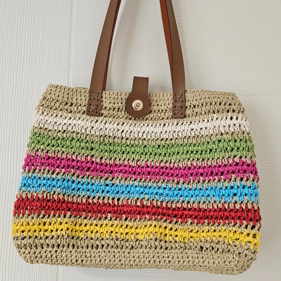 کیف دستبافت رافیا رنگی