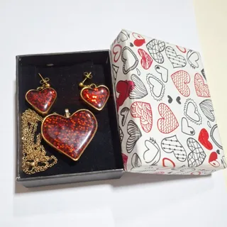 نیم ست قلب رزینی دستساز