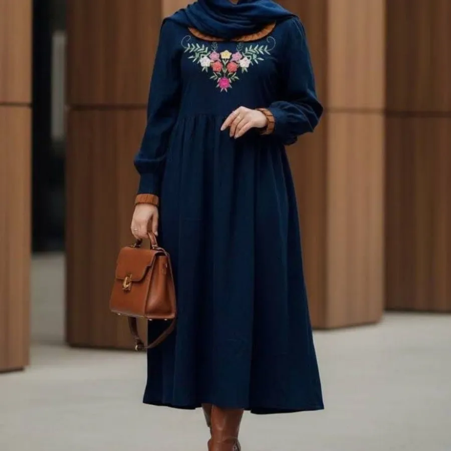 پیراهن مخمل گلدوزی