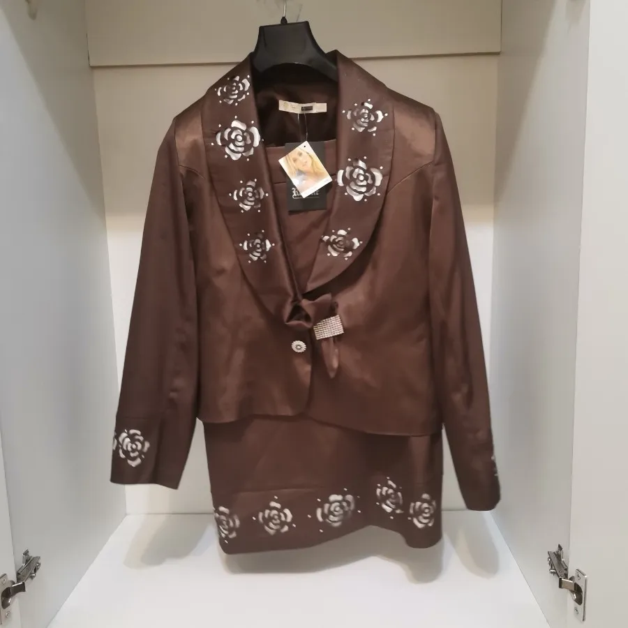 ست کت دامن قهوه ای 44.46