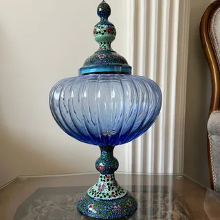 ظرف مجلسی مس و مینا کاری