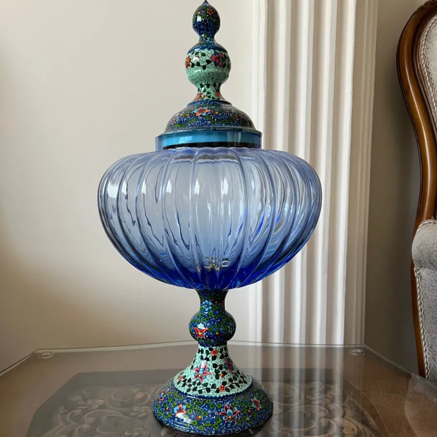 ظرف مجلسی مس و مینا کاری