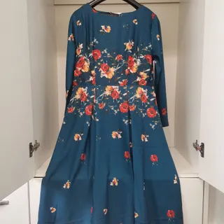 لباس مجلسی آبی گلدار خارج