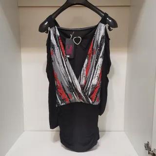 شومیز ریون مشکی قرمز