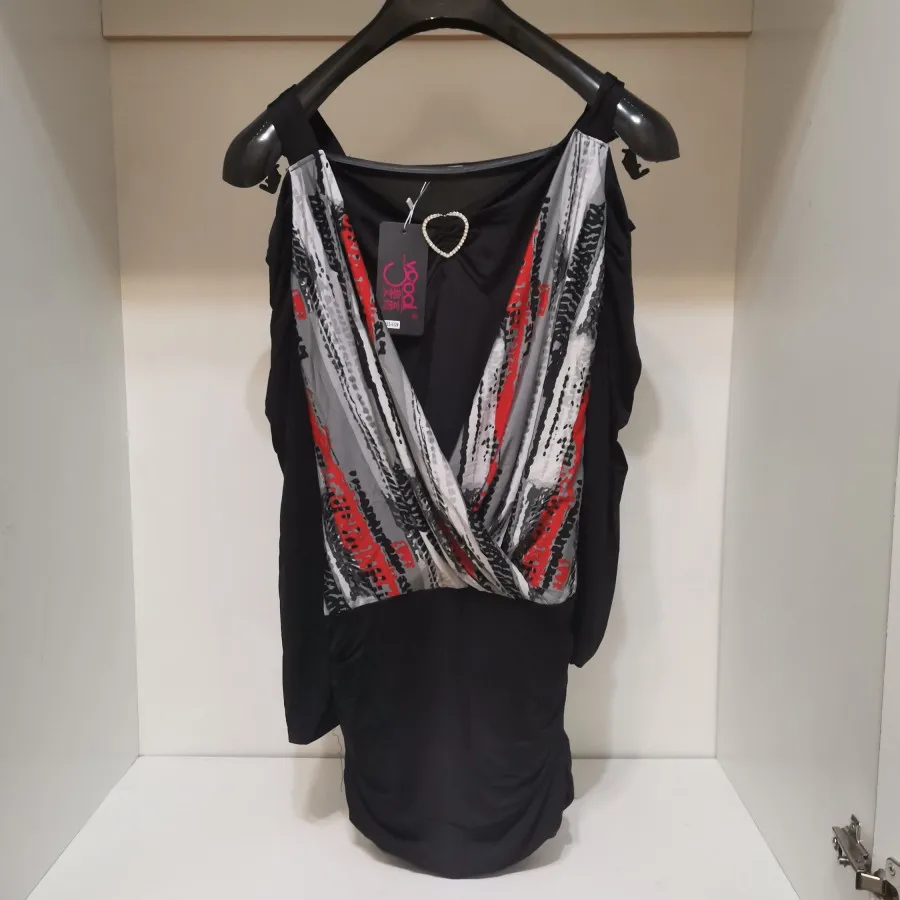 شومیز ریون مشکی قرمز