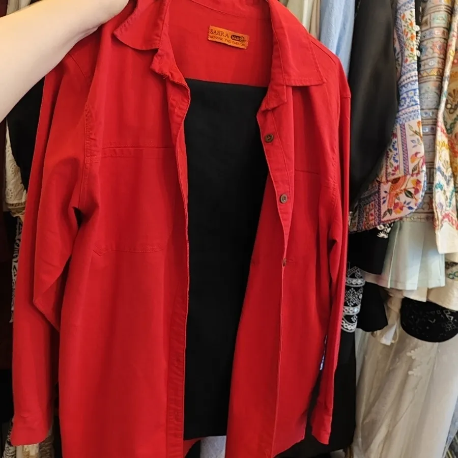 مانتو کتان قرمز