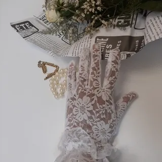 دستکش سفید تور دانتل