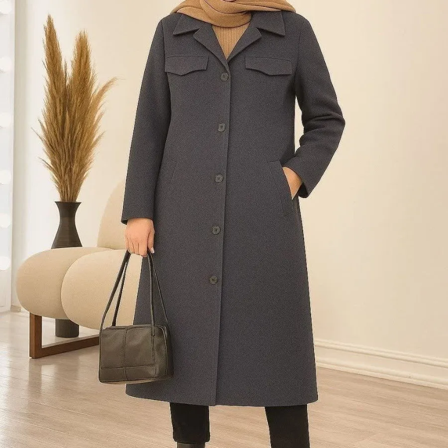 پالتو بلند فوتر پشمی