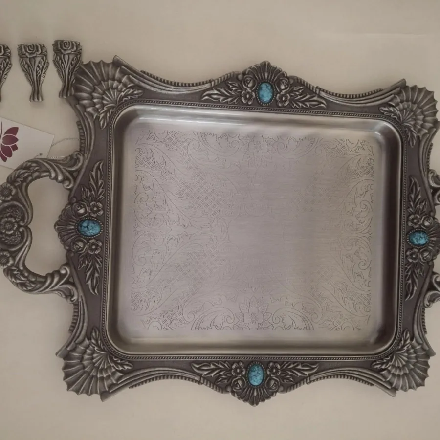 سینی پیوتر نگین فیروزه ای