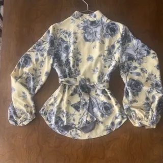 شومیز زرد کره ای گلدار