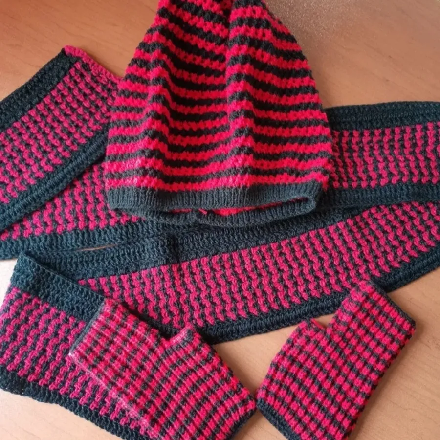 ست دستباف شال کلاه و دستک