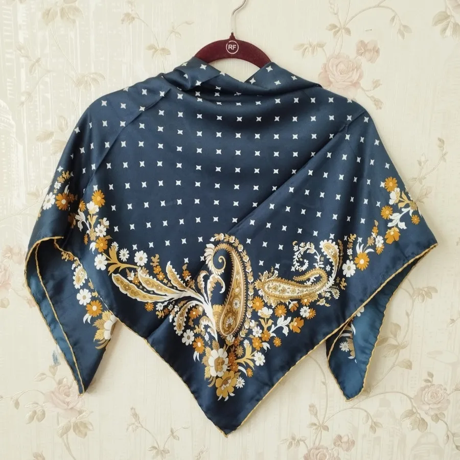 روسری حریر سرمه ای