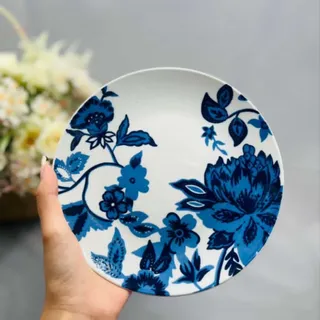 بشقاب سرامیکی طرح گل آبی