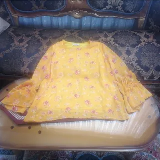 شومیز حریر آستردار زرد