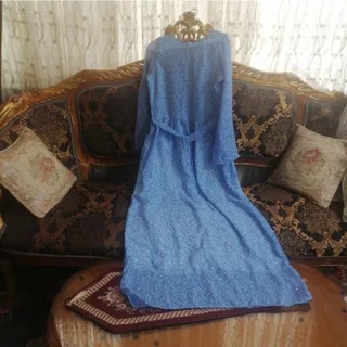 پیراهن حریر بلند آبی