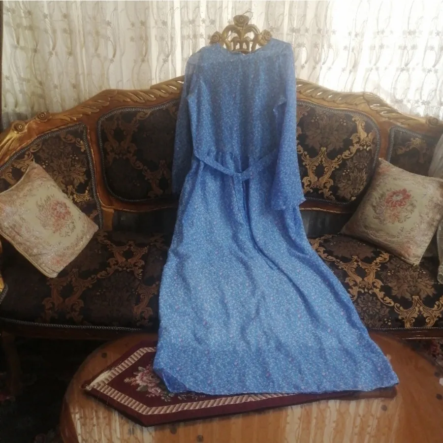 پیراهن حریر بلند آبی