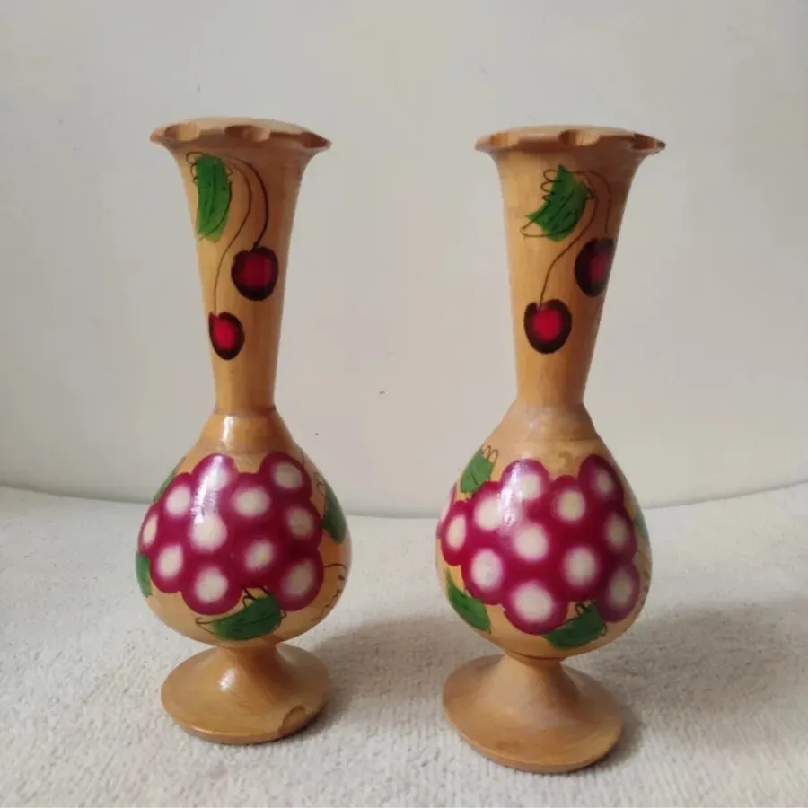 جفت گلدان چوبی