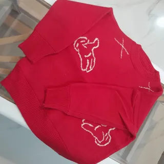 پلیور بافت قرمز بچگانه