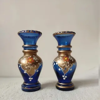 جفت گلدان آبی قدیمی