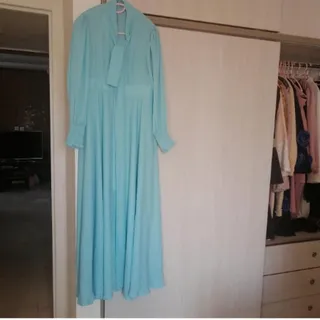 پیراهن حریر بلند آبی