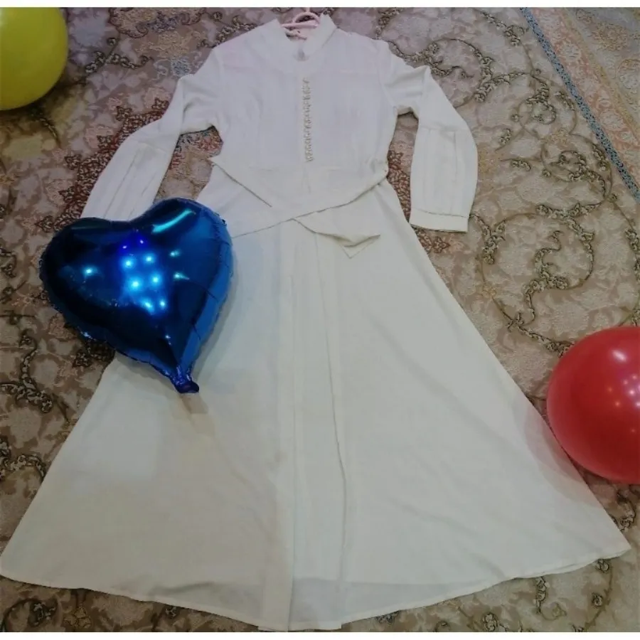 پیراهن بلند حریر سفید