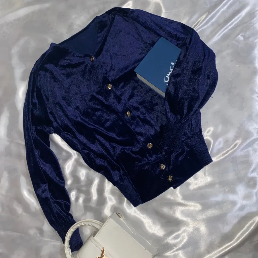 شومیز سرمه ای مخمل