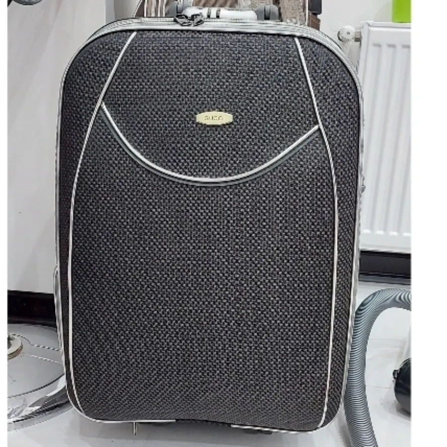 چمدون طوسی تیره طرح دار