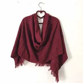 شال پشمی زرشکی